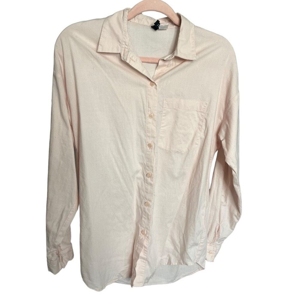Divided H&M light pink long sleeve button down collared shirt 100% cotton XS